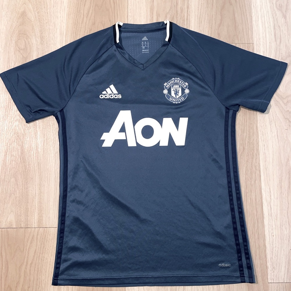 Manchester United Adidas Training Top - Blue, Men’s Medium